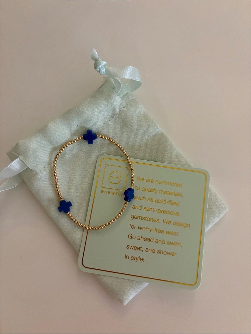 enewton signature cross 2mm gold bracelet cobalt